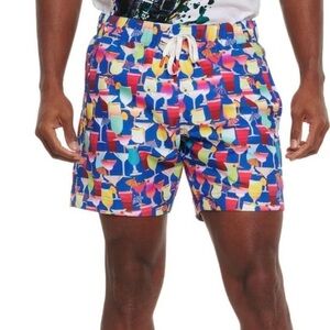 Robert Graham Poolside Drinks Swim Trunks Size 36 NWT Multi Classic Fit